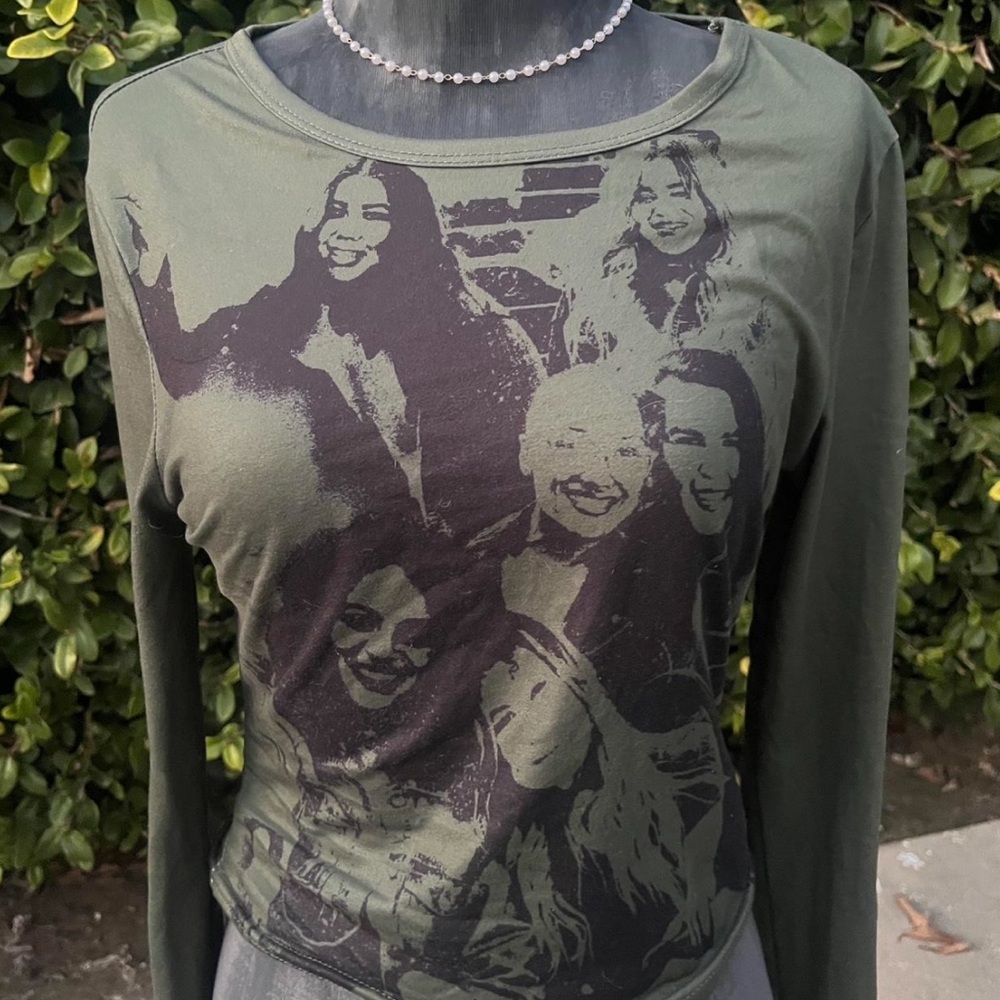 Green Edgy Graphic Long Sleeve Tee